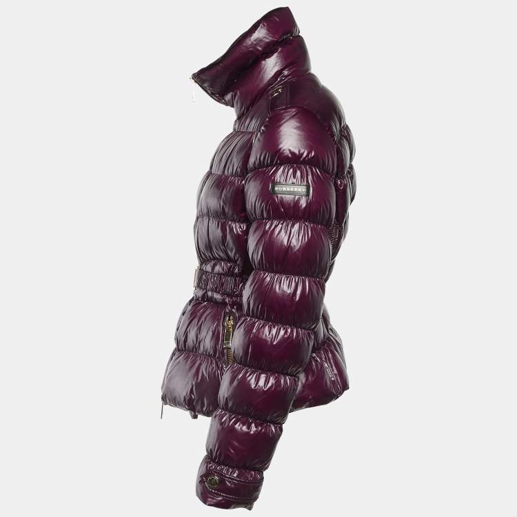 Pre Owned Burberry Purple Nylon Quilted Down Jacket L