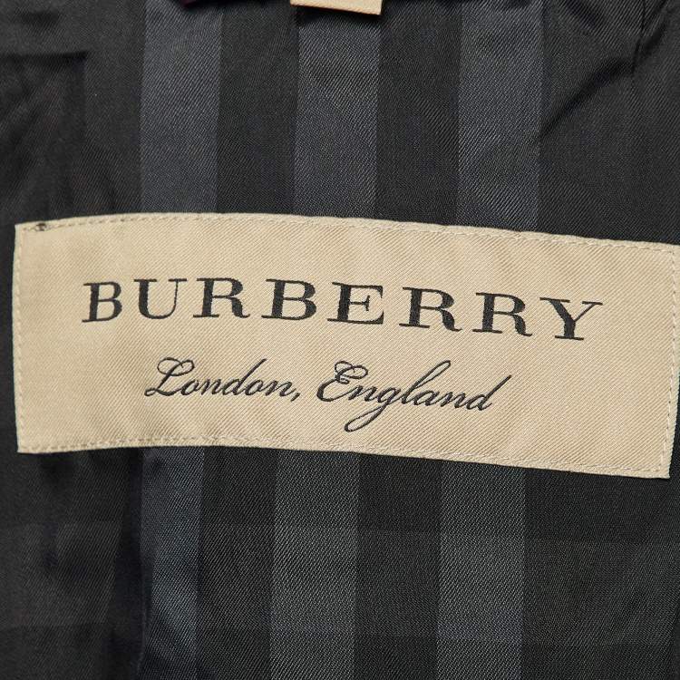 Pre Owned Burberry Purple Nylon Quilted Down Jacket L