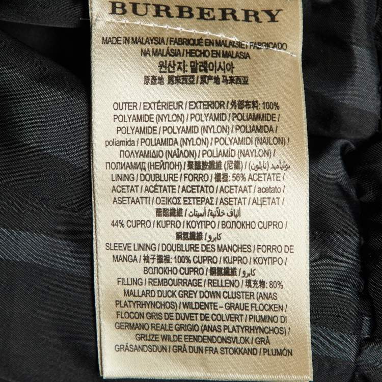 Pre Owned Burberry Purple Nylon Quilted Down Jacket L