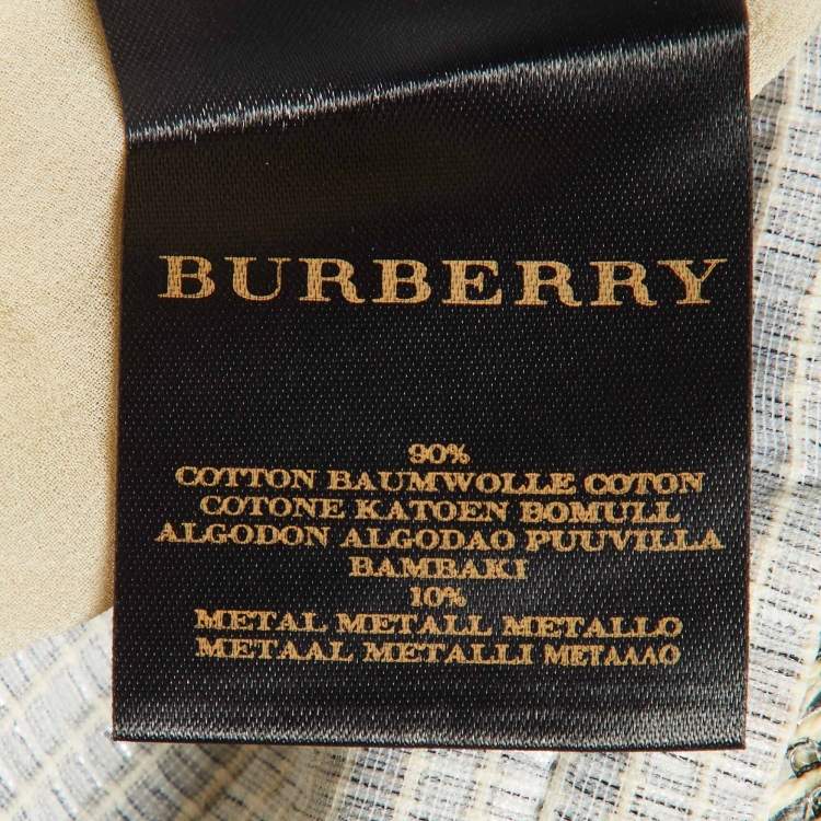 Pre Owned Burberry Metallic Studded Cotton Lurex V-Neck Mini Dress S