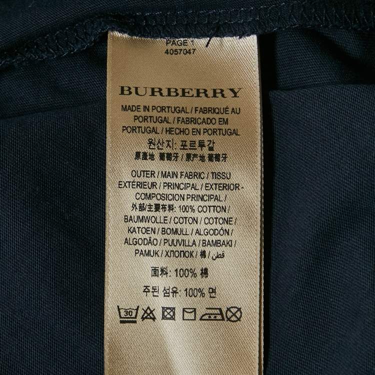 Pre Owned Burberry Navy Blue/Red Logo Flocked Jersey T-Shirt XL