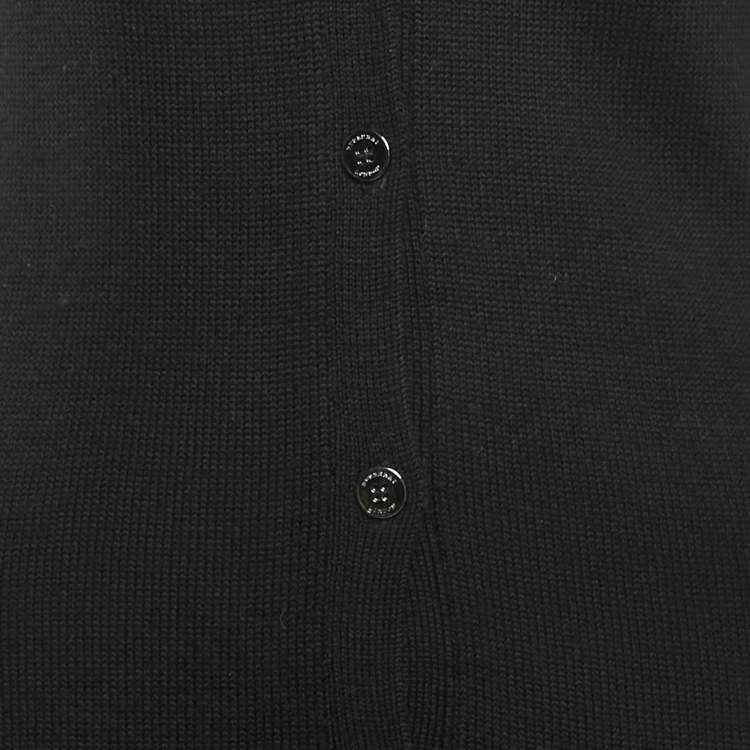 Pre Owned Burberry Black Rib Knit Wool Ruffled Sweater Dress XS