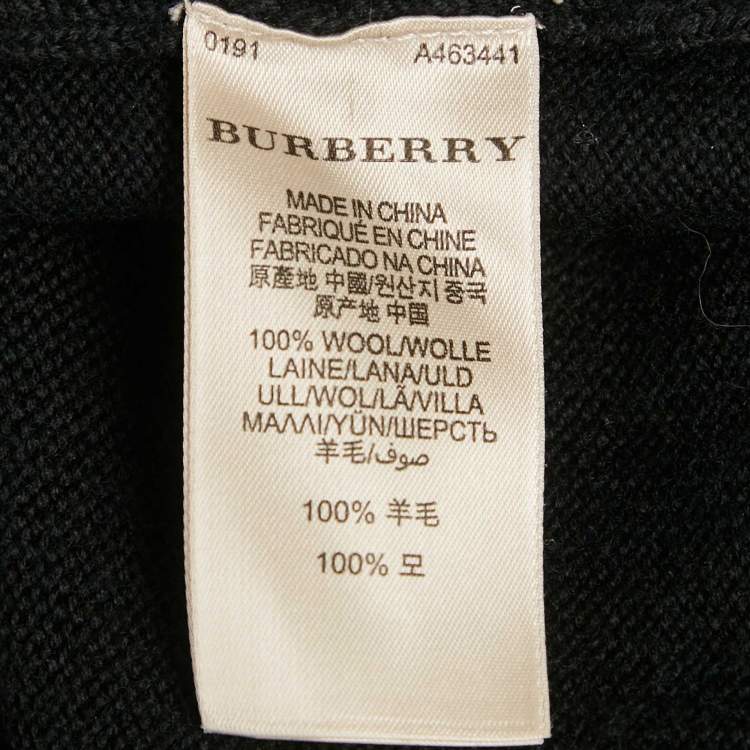 Pre Owned Burberry Black Rib Knit Wool Ruffled Sweater Dress XS