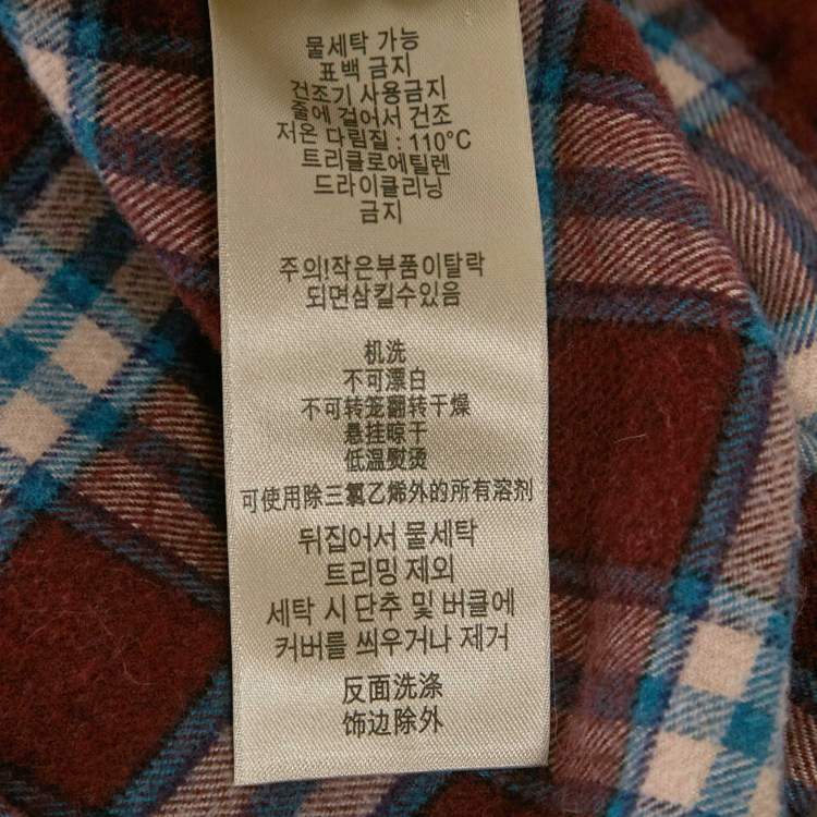 Pre Owned Burberry Burgundy Checks Cotton Long Sleeve Shirt XS