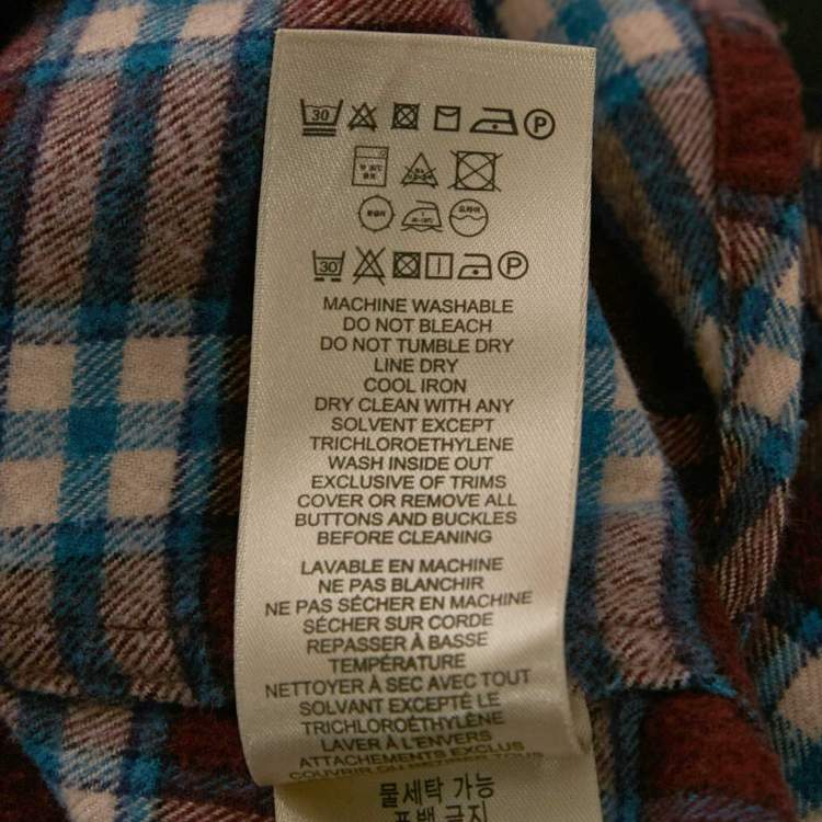 Pre Owned Burberry Burgundy Checks Cotton Long Sleeve Shirt XS
