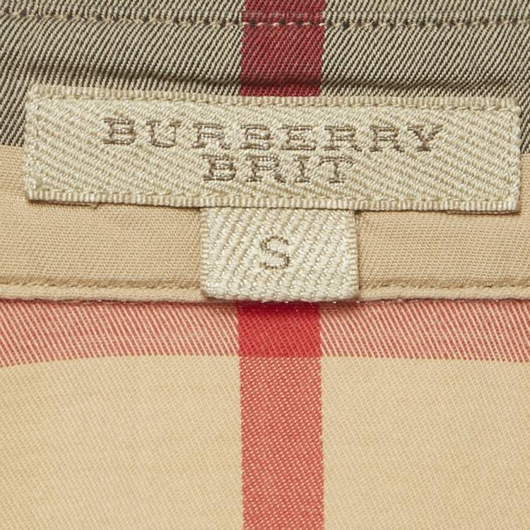 Pre Owned Burberry Beige Checks Cotton Shirt S