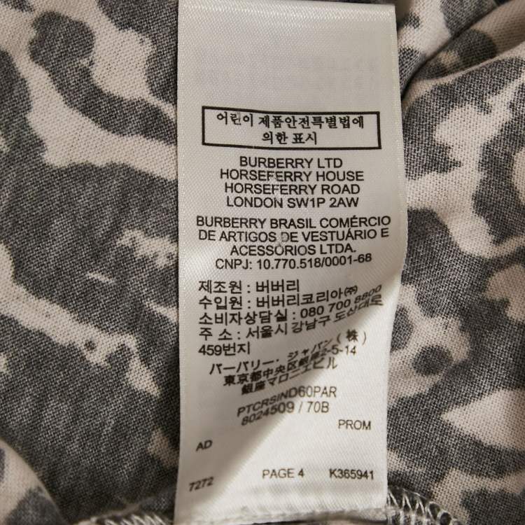 Pre Owned Burberry Monochrome Leopard Print Jersey T-Shirt S