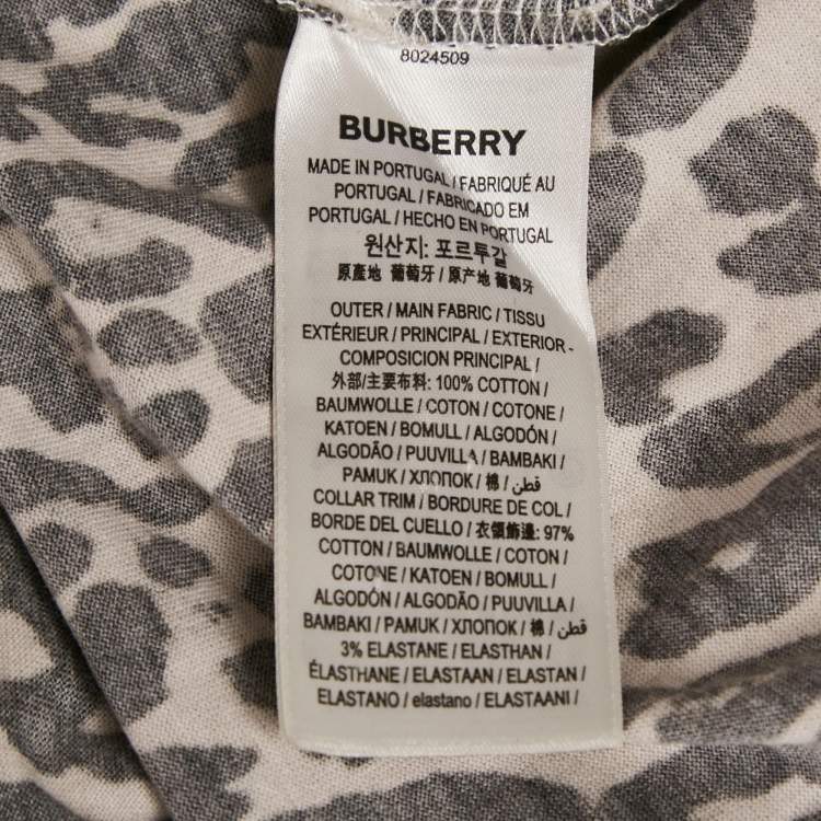 Pre Owned Burberry Monochrome Leopard Print Jersey T-Shirt S