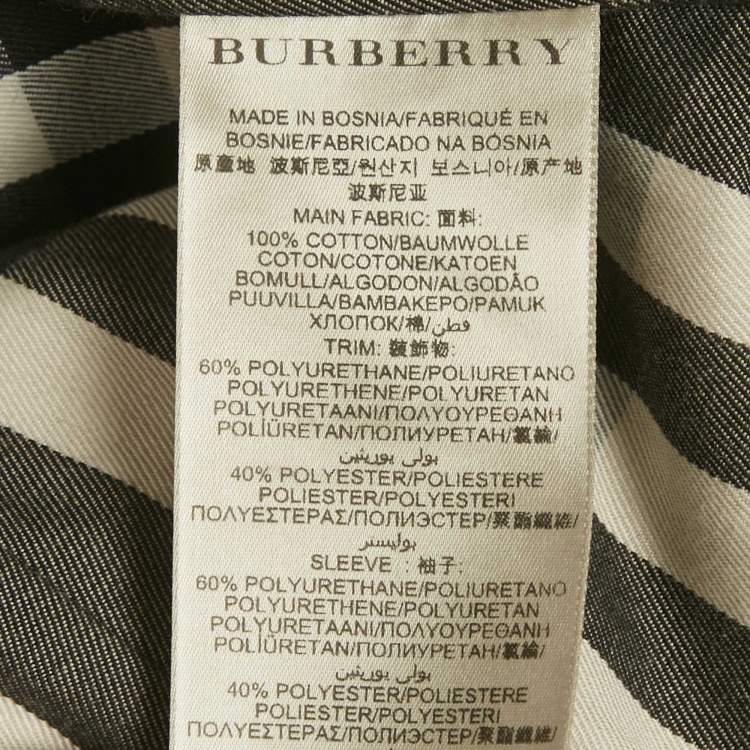 Pre Owned Burberry Beige/Black Gabardine and Faux Leather Short Trench Coat M