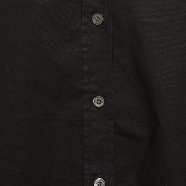 Pre Owned Burberry Black Stretch Cotton Button Front Shirt M