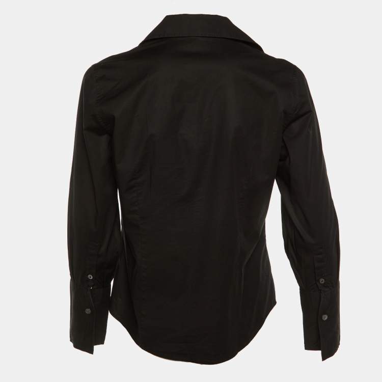 Pre Owned Burberry Black Stretch Cotton Button Front Shirt M