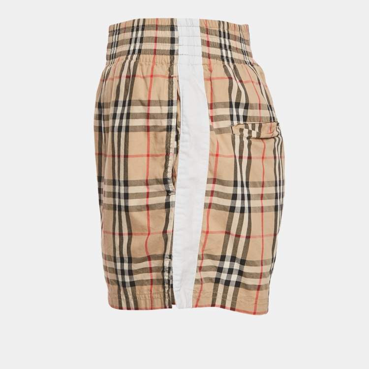 Pre Owned Burberry Beige Check Print Cotton Shorts XS 