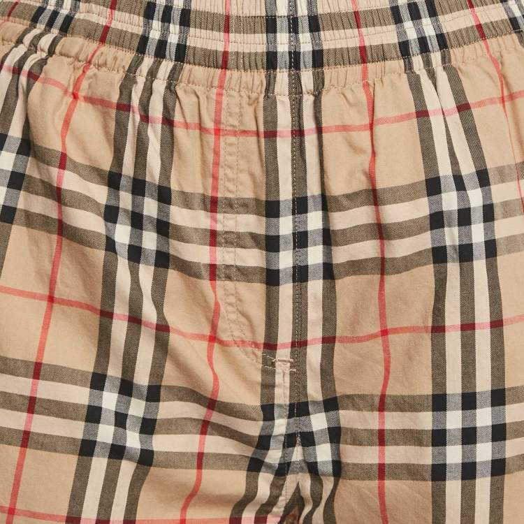 Pre Owned Burberry Beige Check Print Cotton Shorts XS 