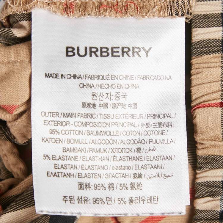Pre Owned Burberry Beige Check Print Cotton Shorts XS 