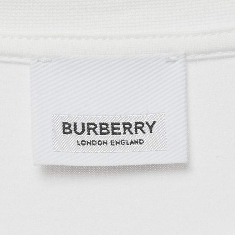 Pre Owned Burberry White Botanical Sketch Print Applique Cotton T-Shirt XL