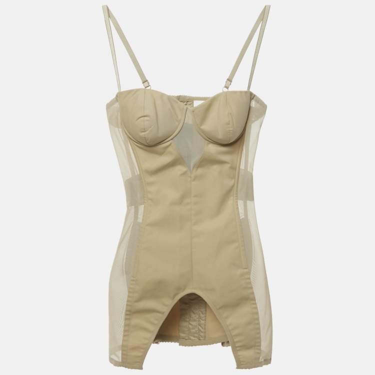 Pre Owned Burberry Beige Cotton and Mesh Panaled Top S