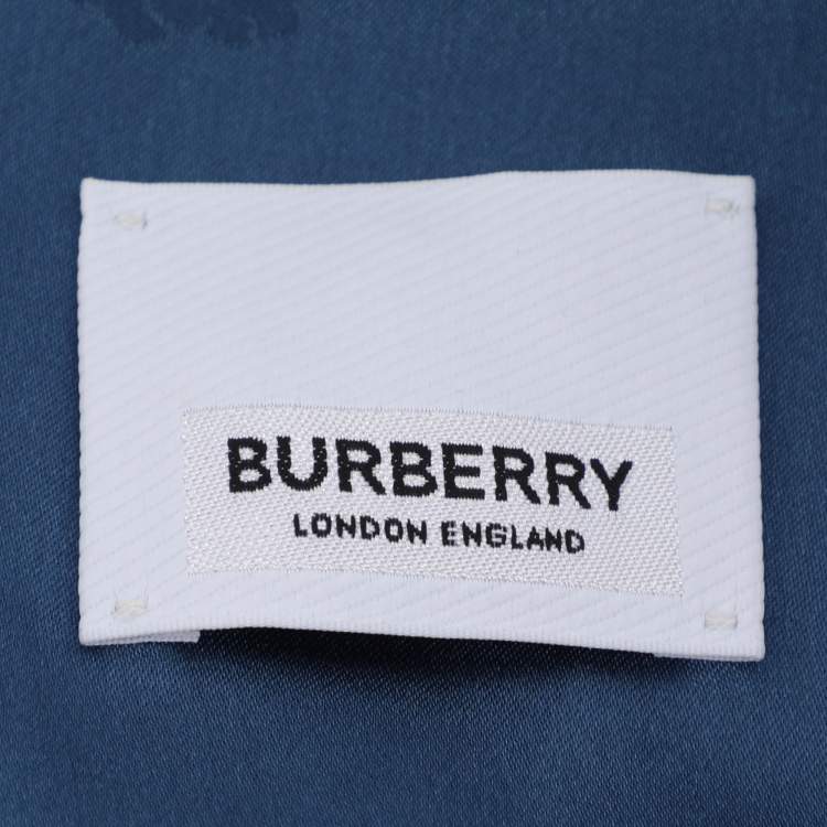 Pre Owned Burberry Midnight Blue Satin Logo Long Sleeve Shirt S