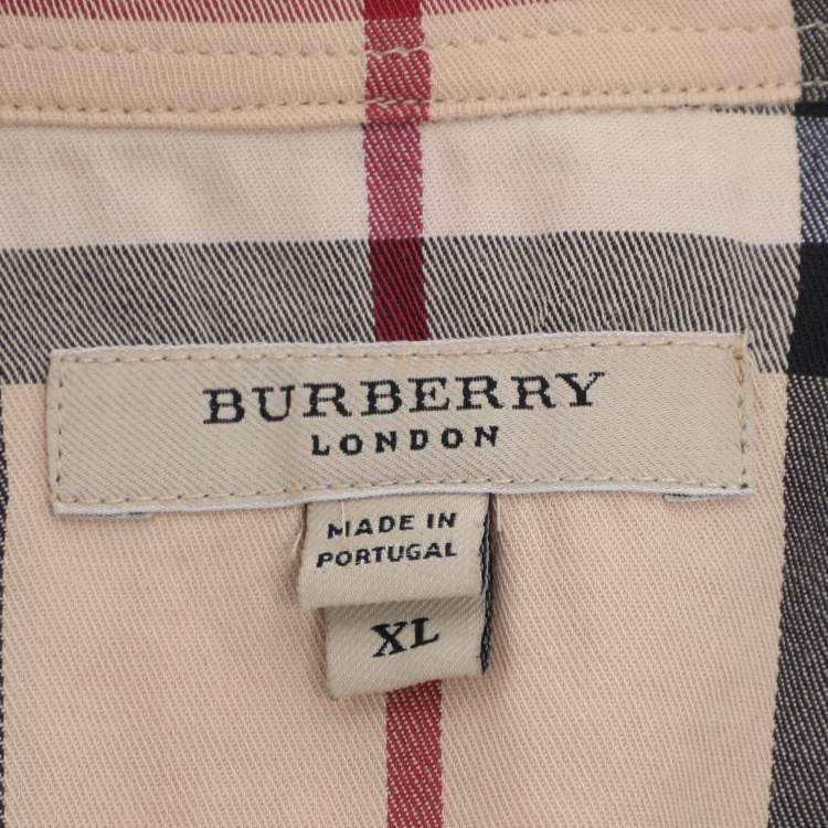 Pre Owned Burberry Beige Nova Check Cotton Button Front Shirt XL
