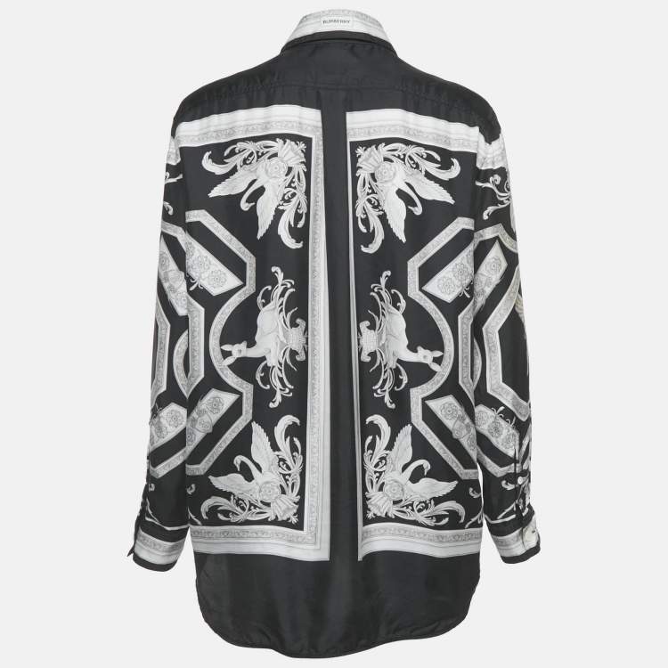 Pre Owned Burberry Black Statue Print Silk Blouse S 