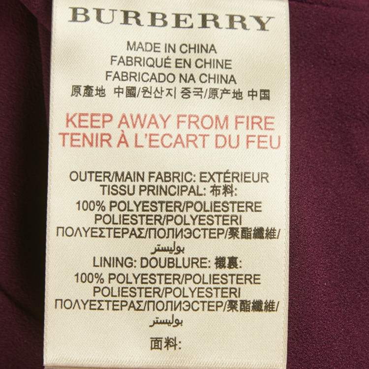 Pre Owned Burberry Burgundy Plisse Sleeveless Sheath Dress S