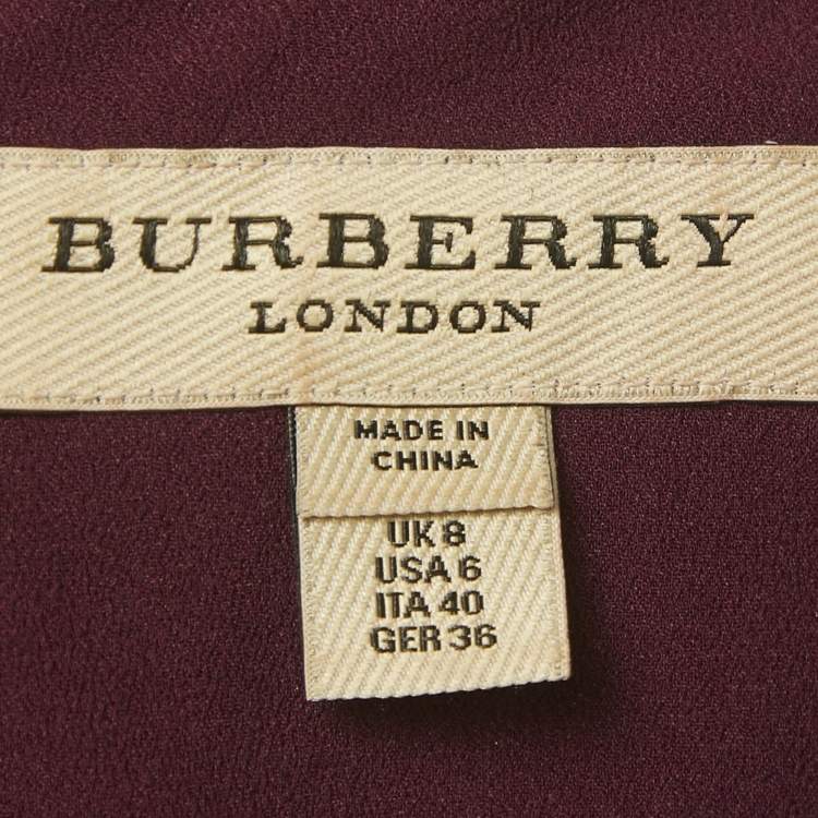 Pre Owned Burberry Burgundy Plisse Sleeveless Sheath Dress S