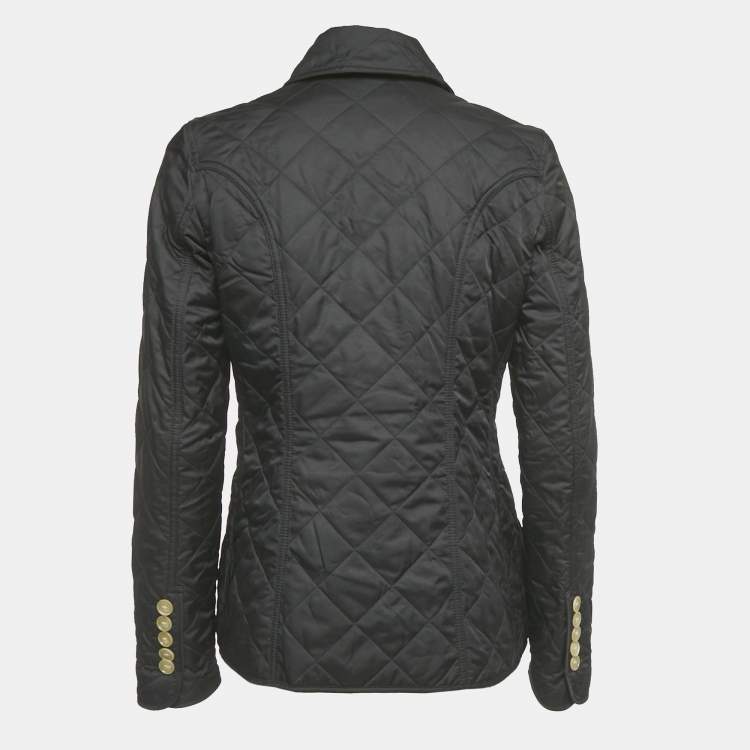 Pre Owned Burberry Black Synthetic Diamond Quilted Jacket S