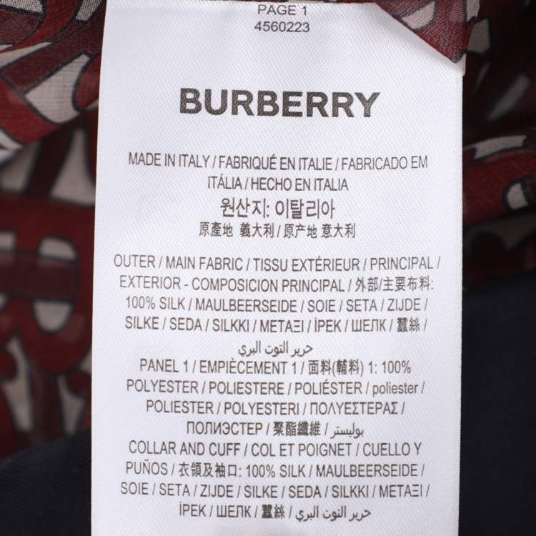 Pre Owned Burberry Red/Blue Monogram Print Chiffon Shirt Dress S