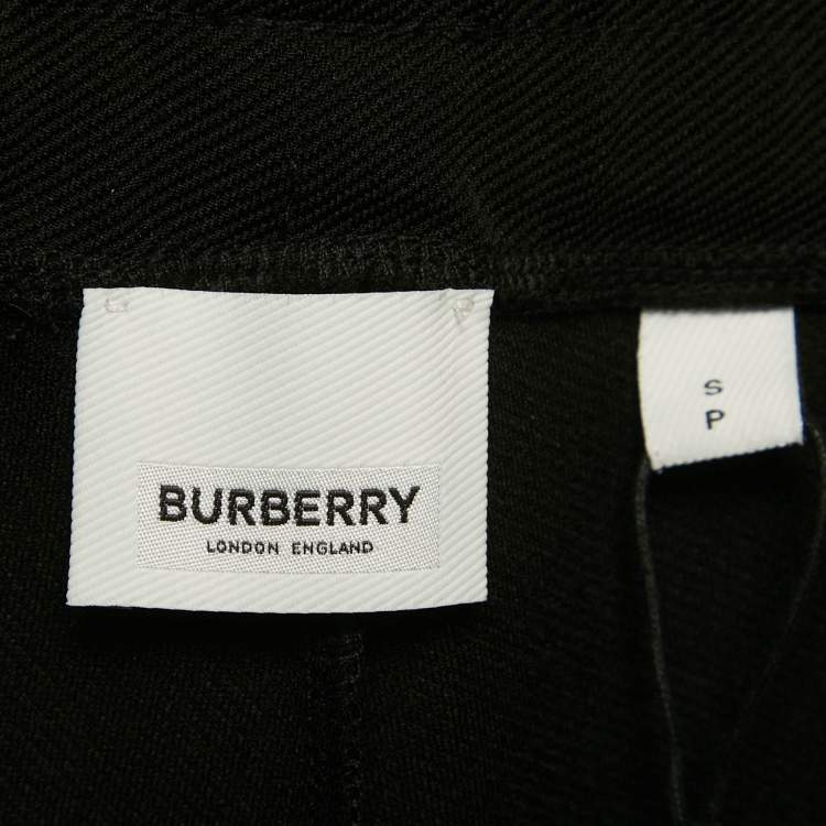 Pre Owned Burberry Black TB Embroidered Crepe Gresham Drawstring Trousers S