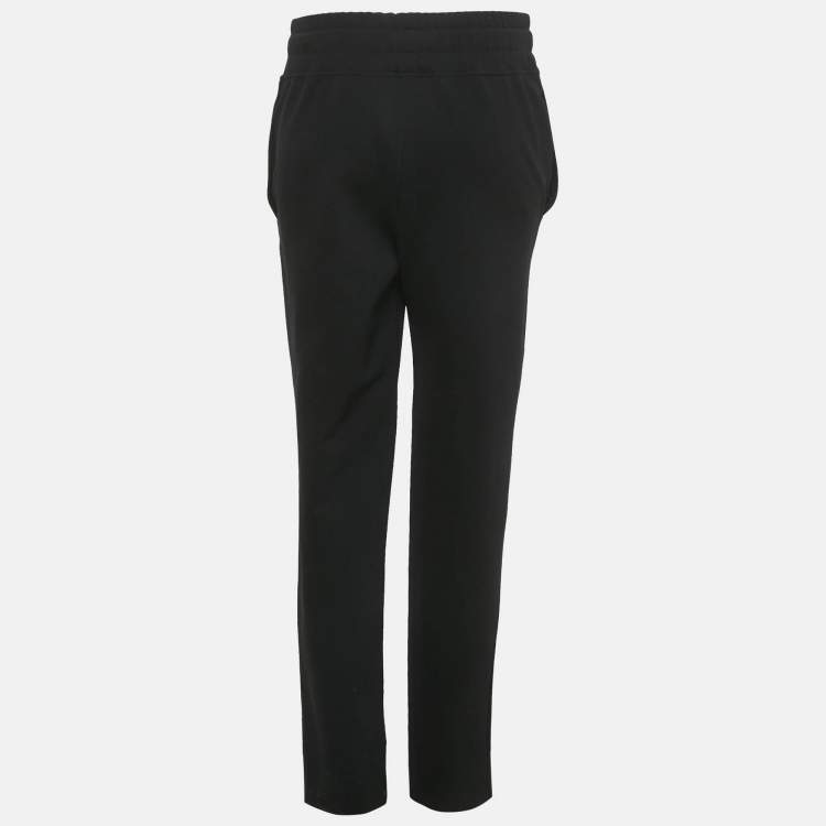 Pre Owned Burberry Black TB Embroidered Crepe Gresham Drawstring Trousers S