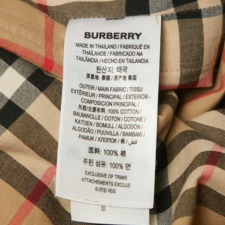 Pre Owned Burberry Beige Vintage Check Print Cotton Full Sleeve Shirt M