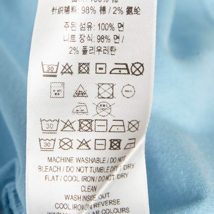 Pre Owned Burberry Blue Logo Embroidery Cotton Crew Neck T-Shirt XL