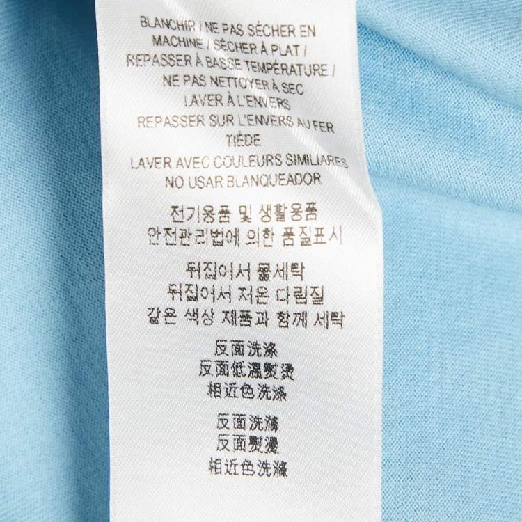 Pre Owned Burberry Blue Logo Embroidery Cotton Crew Neck T-Shirt XL