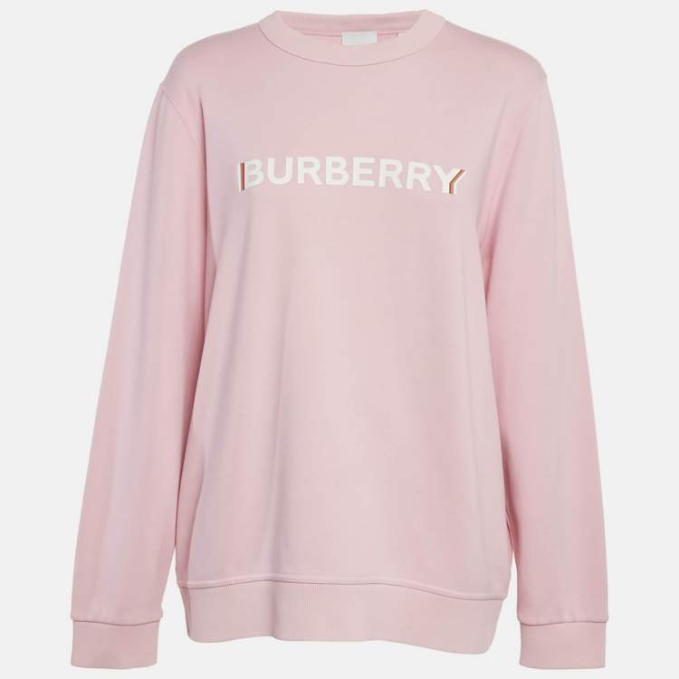 مملوكة مسبقًا Burberry Pink Logo Print Cotton Crew Neck Sweatshirt XL