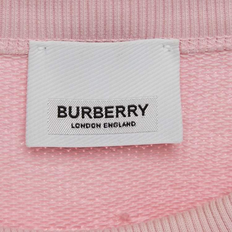 مملوكة مسبقًا Burberry Pink Logo Print Cotton Crew Neck Sweatshirt XL