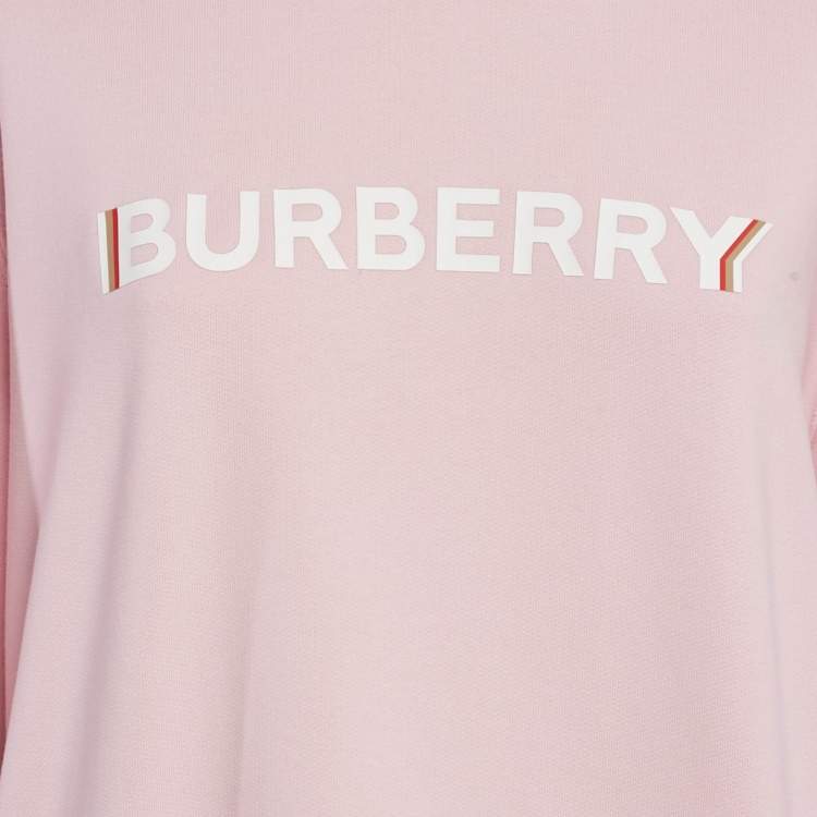 مملوكة مسبقًا Burberry Pink Logo Print Cotton Crew Neck Sweatshirt XL