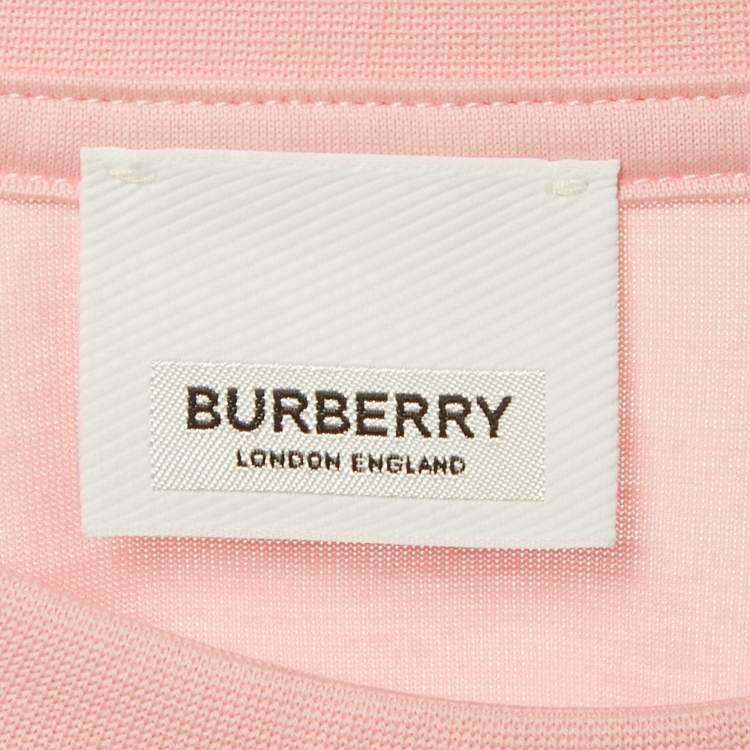 Pre Owned Burberry Pink Logo Print Cotton Crew Neck T-Shirt XL