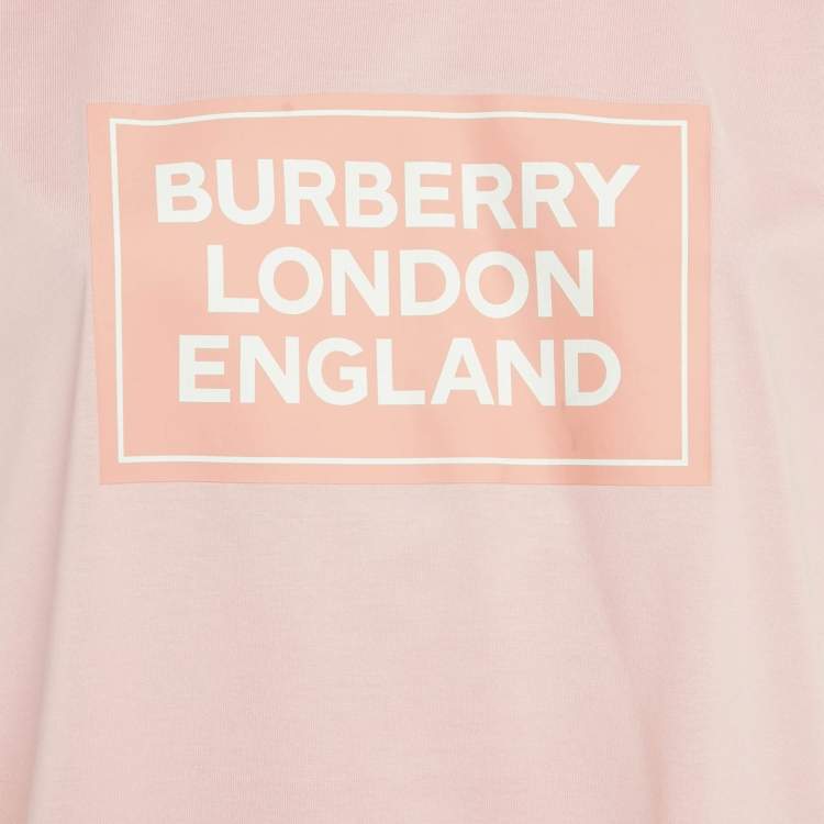 Pre Owned Burberry Pink Logo Print Cotton Crew Neck T-Shirt XL