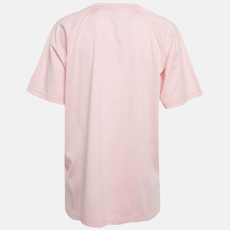 Pre Owned Burberry Pink Logo Print Cotton Crew Neck T-Shirt XL