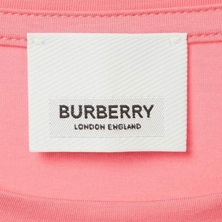 Pre Owned Burberry Pink Logo Print Cotton and Modal Crew Neck T-Shirt XL 