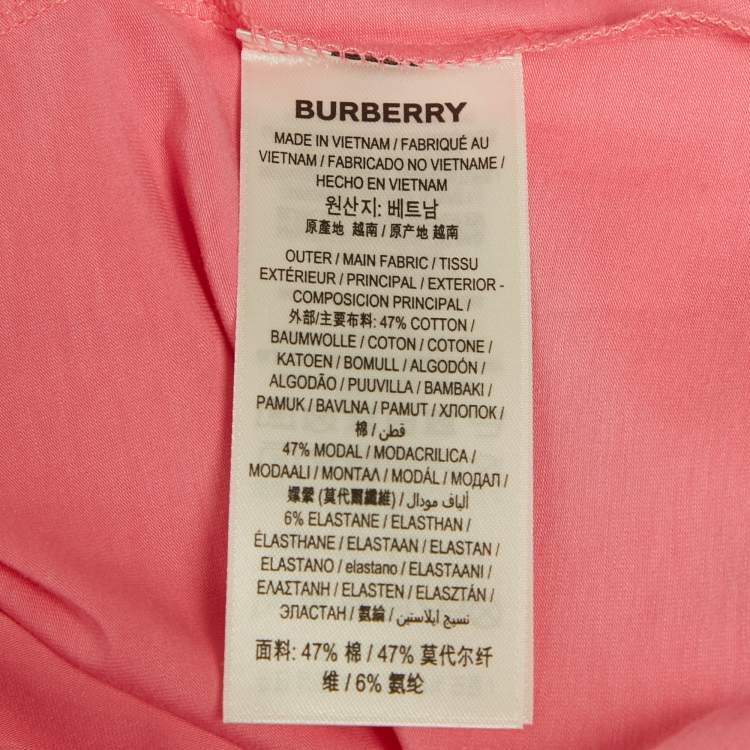 Pre Owned Burberry Pink Logo Print Cotton and Modal Crew Neck T-Shirt XL 