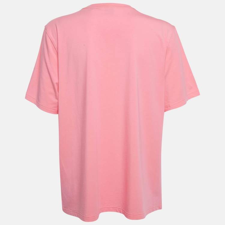 Pre Owned Burberry Pink Logo Print Cotton and Modal Crew Neck T-Shirt XL 
