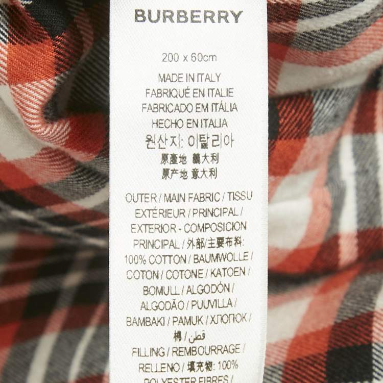 Pre Owned Burberry Red Tartan Cotton Reversible Hooded Puffer Poncho One Size   