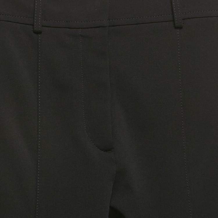 Pre Owned Burberry Black Crepe Fringed Hem Trousers XS