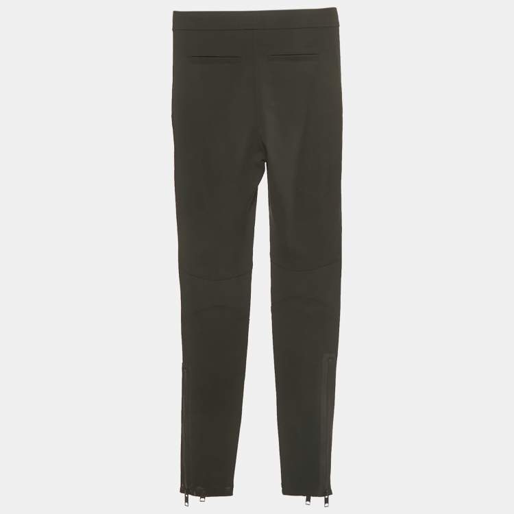 Pre Owned Burberry Black Jersey Zip Detail Cut-Out Pants XS