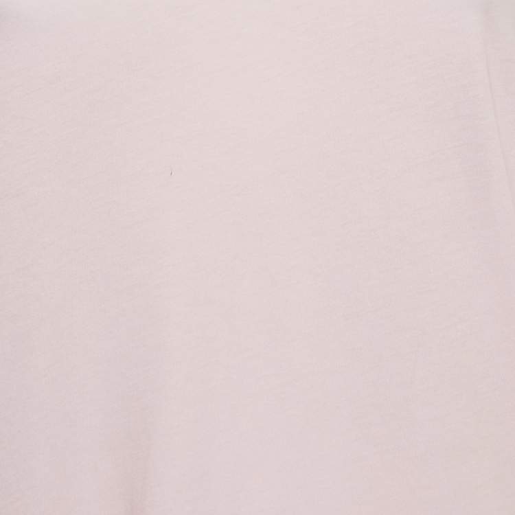 Pre Owned Burberry Pink Logo Embroidered Cotton V-Neck T-Shirt L