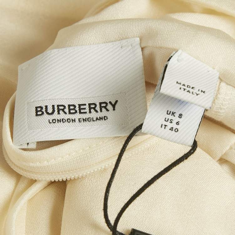 Pre Owned Burberry Cream Star Embellished Jersey Draped Knee-Length Dress S