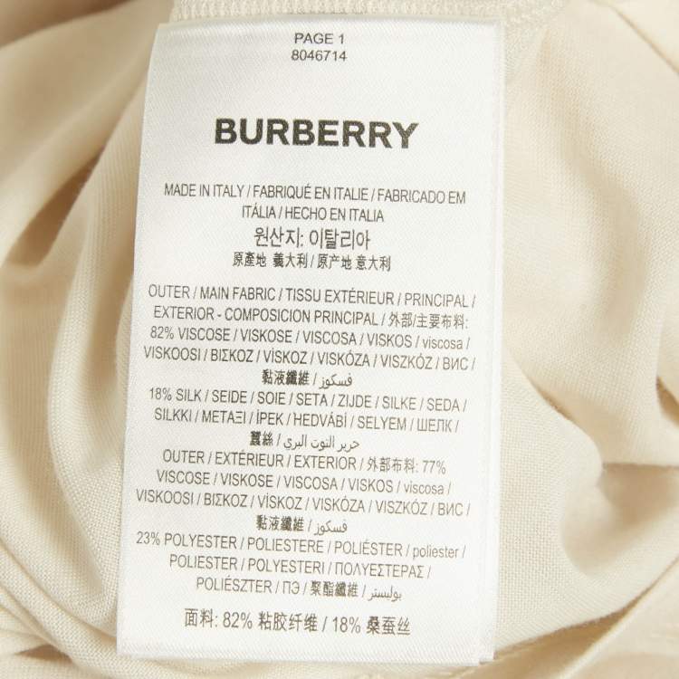 Pre Owned Burberry Cream Star Embellished Jersey Draped Knee-Length Dress S