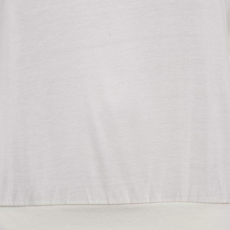 Pre Owned Burberry Ivory Logo Embroidered Silk Blend Sweatshirt XS