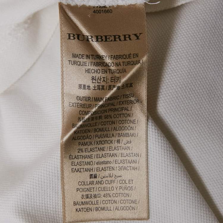 Pre Owned Burberry White Cotton Pique Polo T-Shirt S