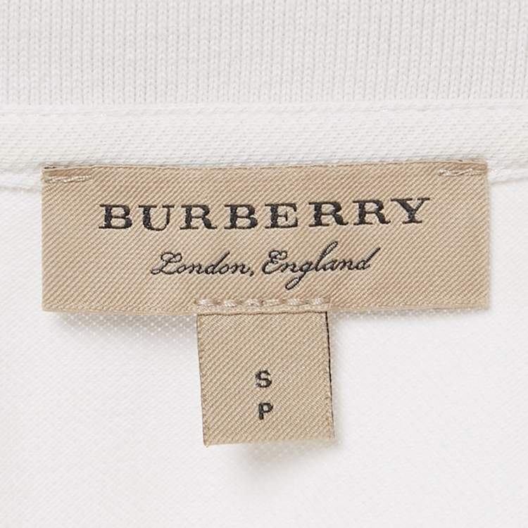 Pre Owned Burberry White Cotton Pique Polo T-Shirt S